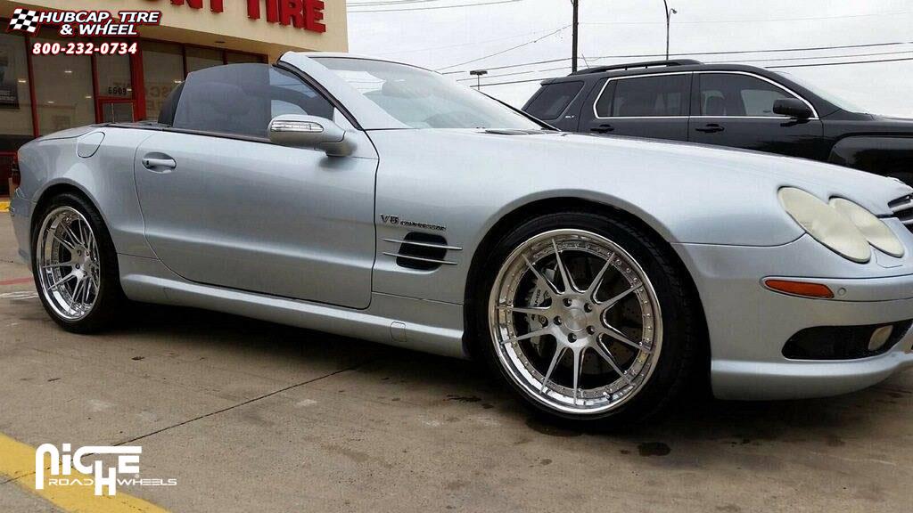 vehicle gallery/mercedes benz sl55 niche chicane h81  Brushed with Chrome Lip wheels and rims